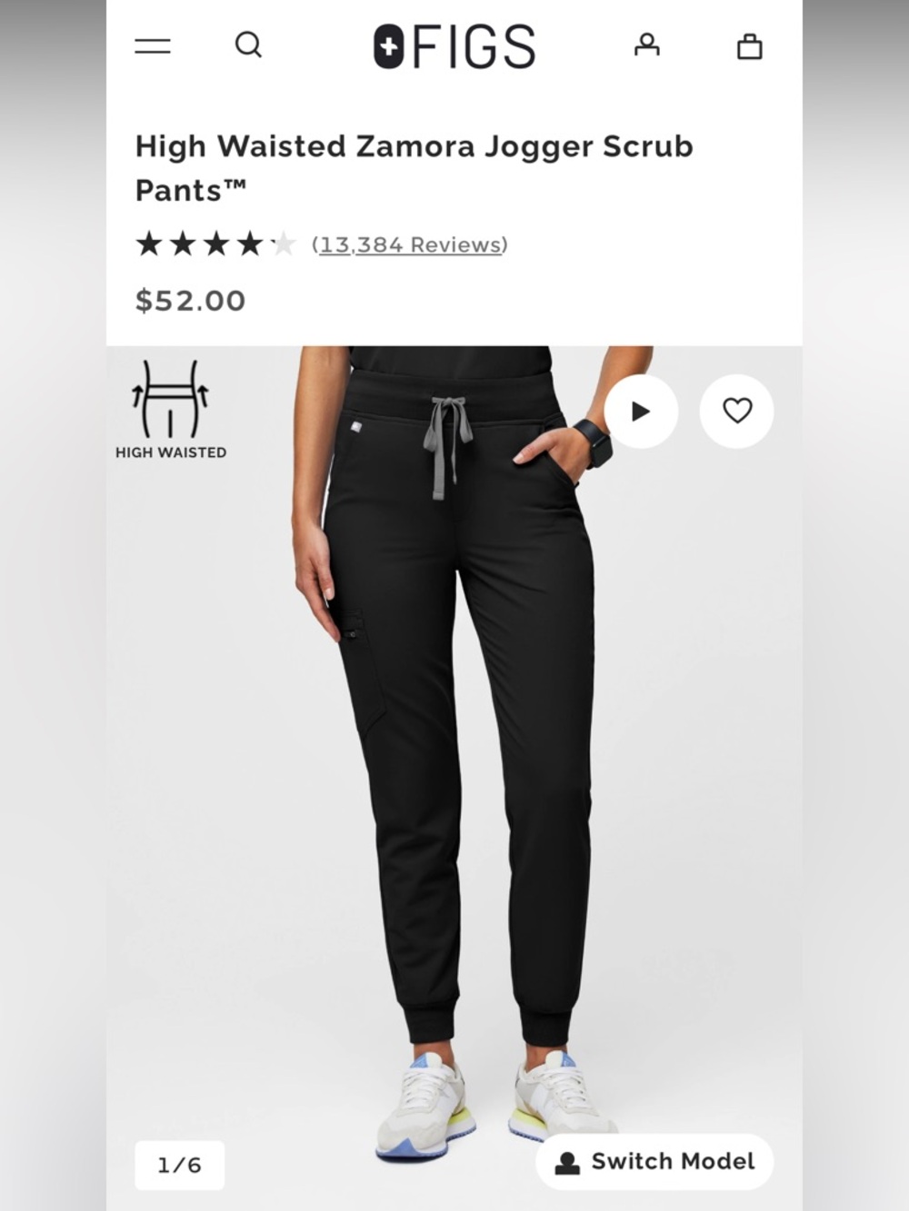 Figs Women's High Waisted Zamora Joggers. Black. XXL Tall.